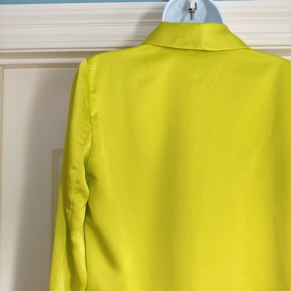 Show Me Your MuMu Felix Blazer Lime Luxe Satin Button Oversized Sz XS - Picture 8 of 14